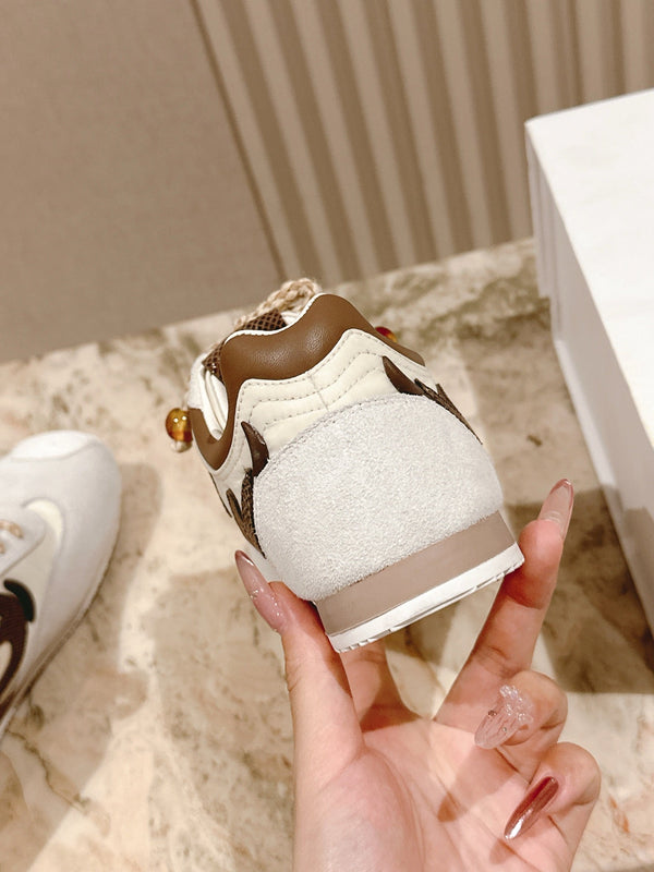 Loewe 2025 Paula's Ibiza Flow Runner Sneaker Ivory Brown Suede Leather 556049