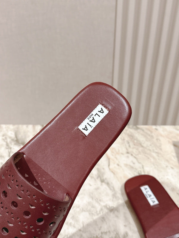 Alaia 2025 Ciabatte Hollow Pelle Rossa 293654
