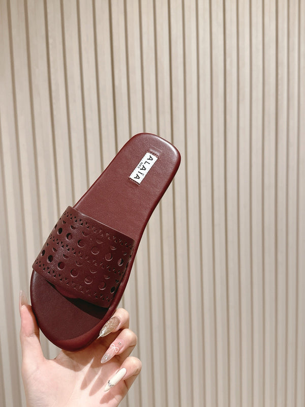Alaia 2025 Ciabatte Hollow Pelle Rossa 293654