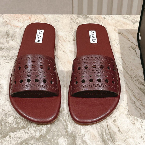 Alaia 2025 Ciabatte Hollow Pelle Rossa 293654