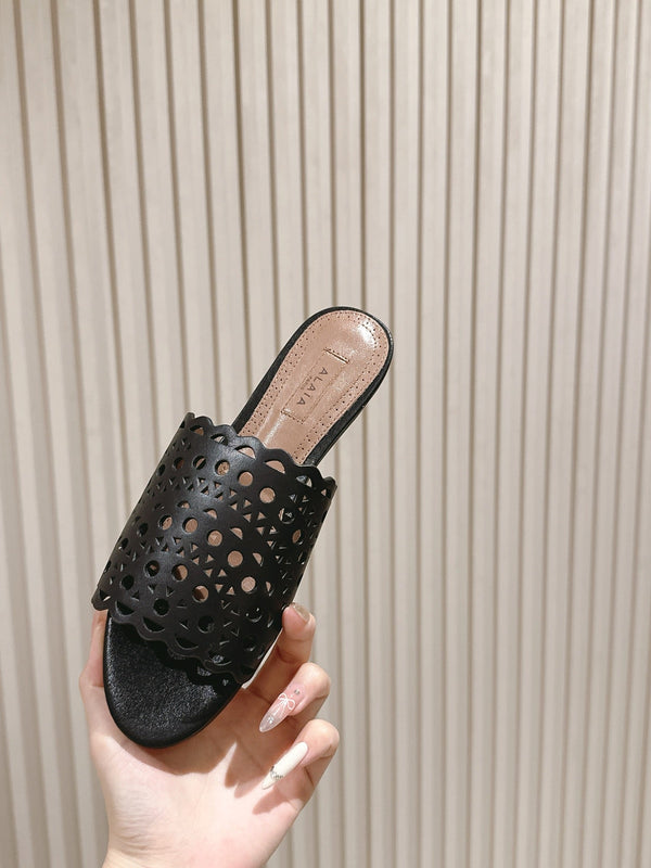 Pantofole Alaia 2025 Vienne Pelle di agnello nera 293659
