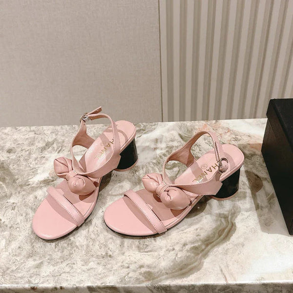 Sandales à nœud CC 26s 55 cuir de vachette rose 658466