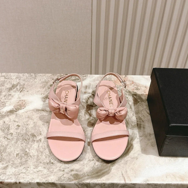 CC 26s Sandales à Nœud en Cuir de Vachette Rose 658470