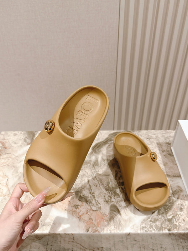 Loewe 25 Foam Pebble Slide Marrone Gomma
