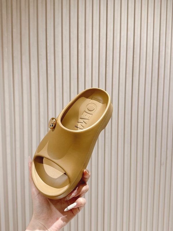 Loewe 25 Foam Pebble Slide Marrone Gomma