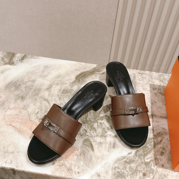 Gigi 50 Sandal Dark Brown Black Calfskin 445331