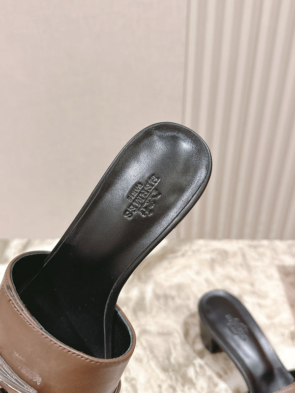 Gigi 50 Sandal Dark Brown Black Calfskin 445331