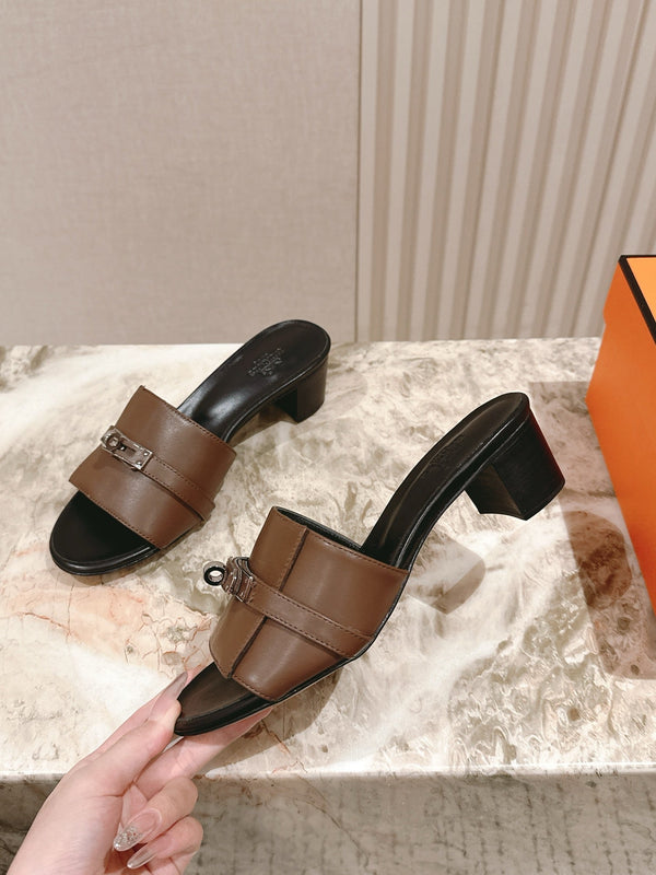 Gigi 50 Sandal Dark Brown Black Calfskin 445331