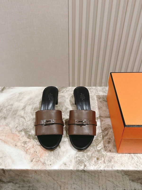 Gigi 50 Sandal Dark Brown Black Calfskin 445331