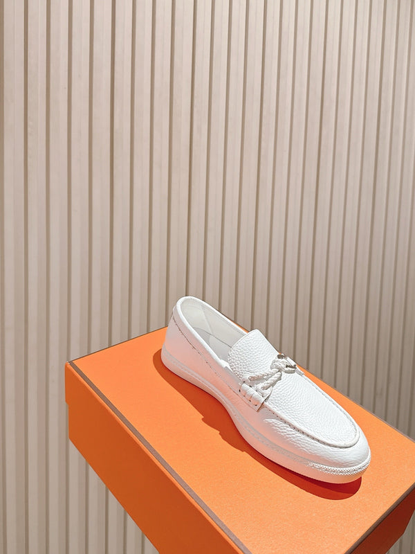 Mocassino HM 25s Ignacio in pelle pieno fiore bianca e gomma 445336