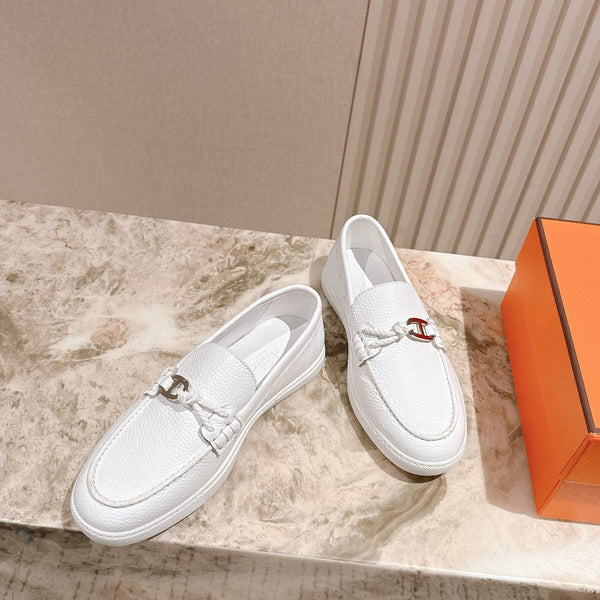 Mocassino HM 25s Ignacio in pelle pieno fiore bianca e gomma 445336