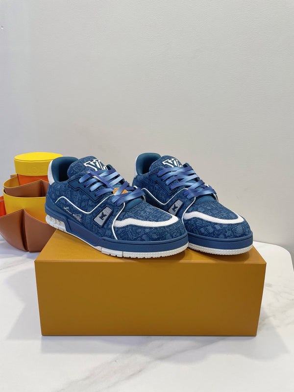 TRAINER SNEAKER IN CLASSIC BLUE MONOGRAM DENIM FABRIC