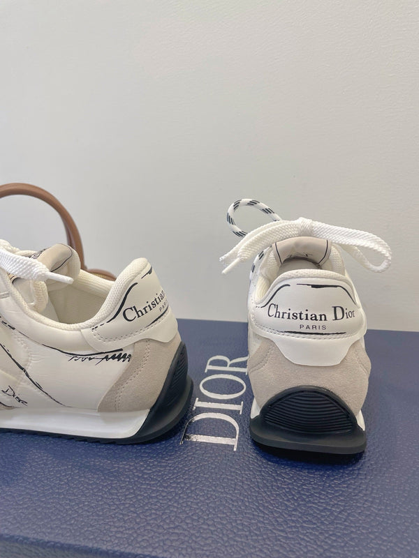 CD 26s D-Sketch Sneakers White Suede Lambskin 908096
