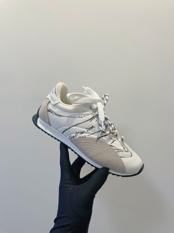 CD 26s D-Sketch Sneakers White Suede Lambskin 908096