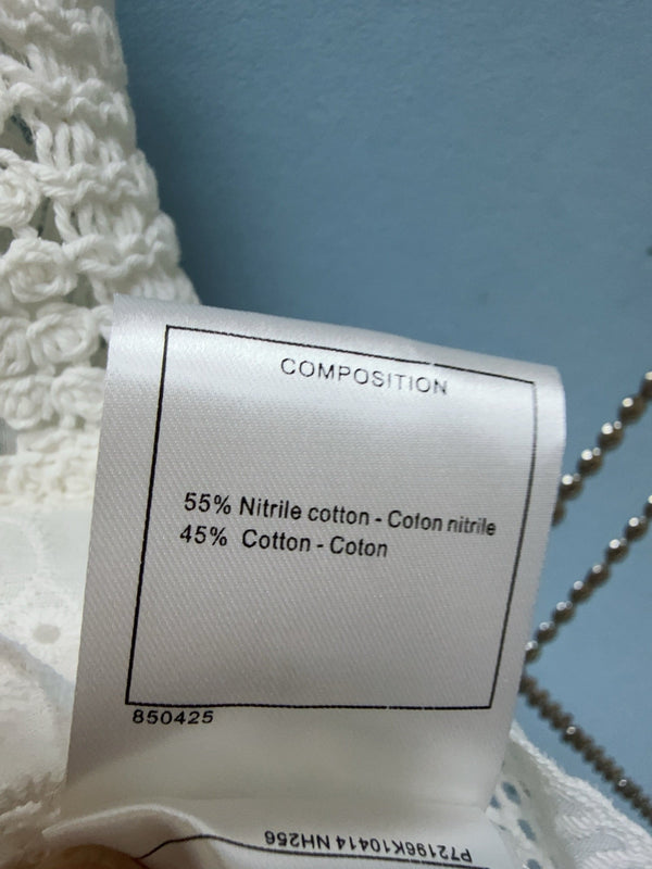 CC Mini débardeur à basque au crochet en coton nitrile blanc 351393