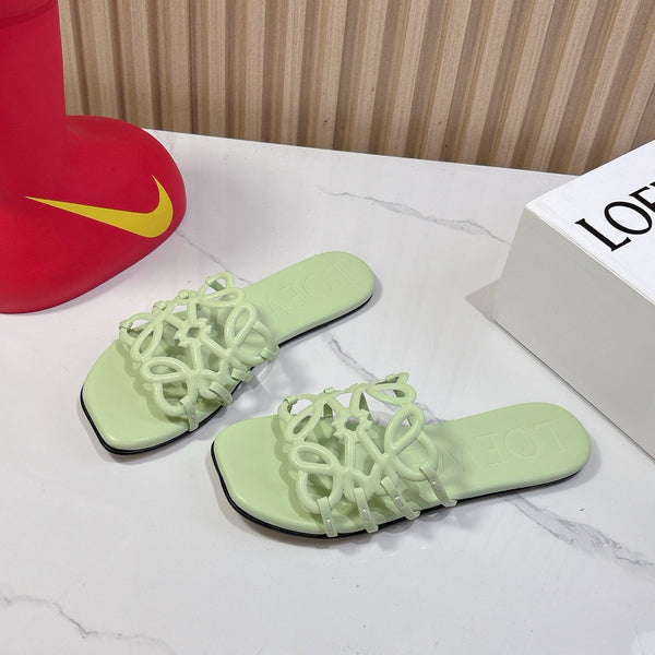 Petal Anagram Slide in Seafoam Soft Calfskin 273745