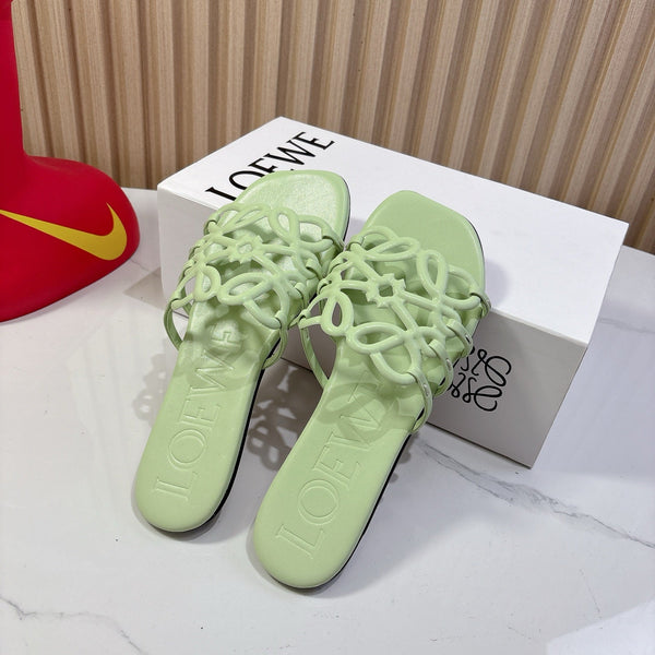 Petal Anagram Slide in Seafoam Soft Calfskin 273745