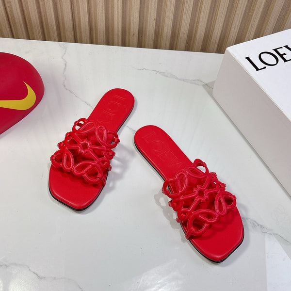 Petal Anagram Slide in Red Soft Calfskin 273741