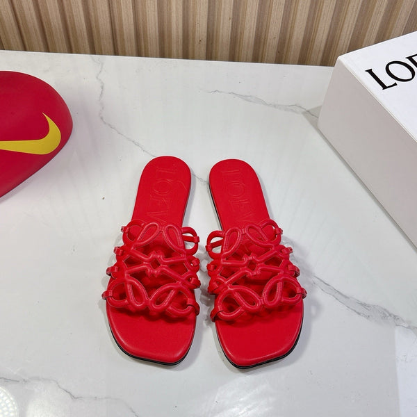 Petal Anagram Slide in Red Soft Calfskin 273741