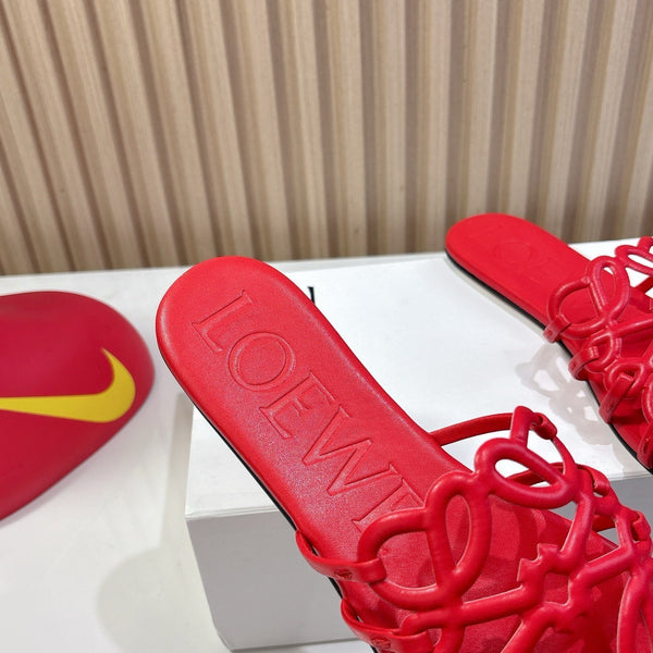 Petal Anagram Slide in Red Soft Calfskin 273741