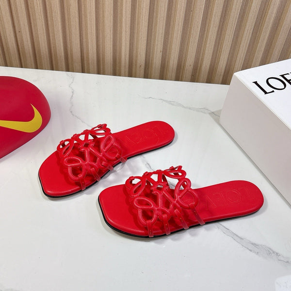 Petal Anagram Slide in Red Soft Calfskin 273741