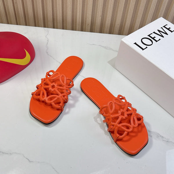 Petal Anagram Slide in Orange Soft Calfskin 273740