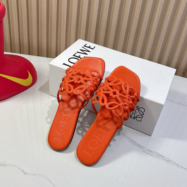 Petal Anagram Slide in Orange Soft Calfskin 273740