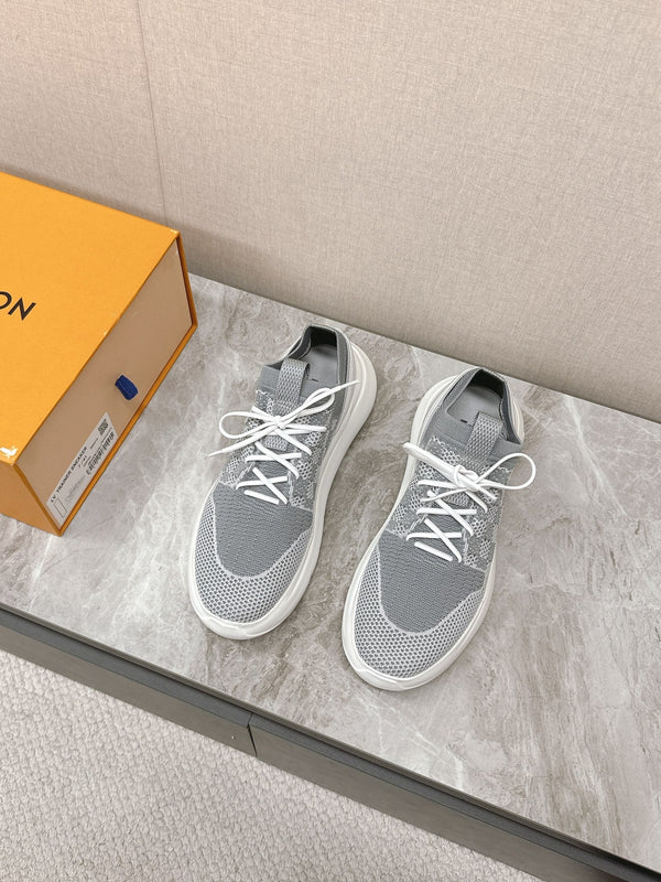 SNEAKERS IN TESSUTO ELASTICO DAMIER GRIGIO TORTORA