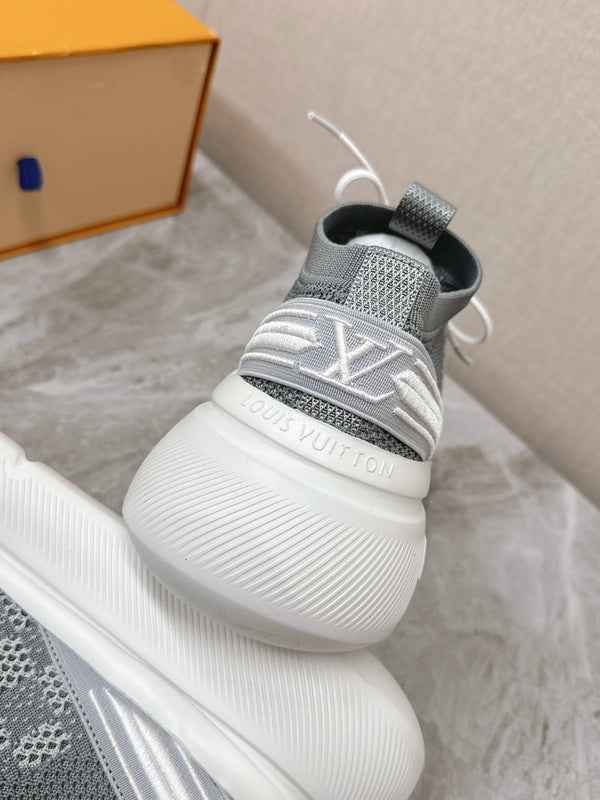 SNEAKERS IN TESSUTO ELASTICO DAMIER GRIGIO TORTORA