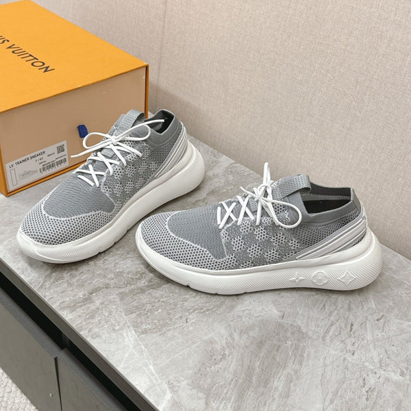 SNEAKERS IN TESSUTO ELASTICO DAMIER GRIGIO TORTORA