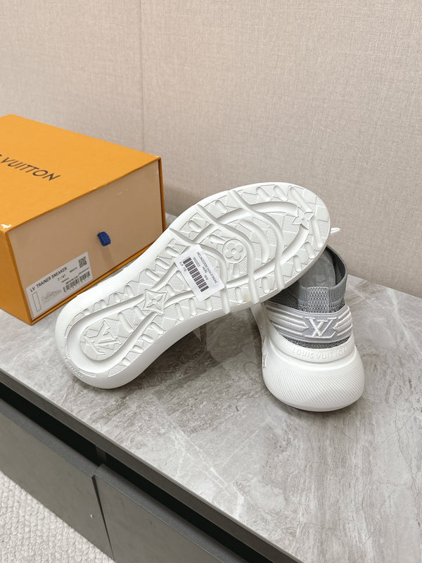 SNEAKERS IN TESSUTO ELASTICO DAMIER GRIGIO TORTORA
