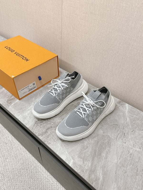 SNEAKERS IN TESSUTO ELASTICO DAMIER GRIGIO TORTORA