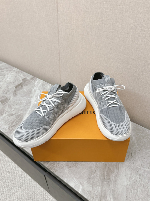 SNEAKERS IN TESSUTO ELASTICO DAMIER GRIGIO TORTORA