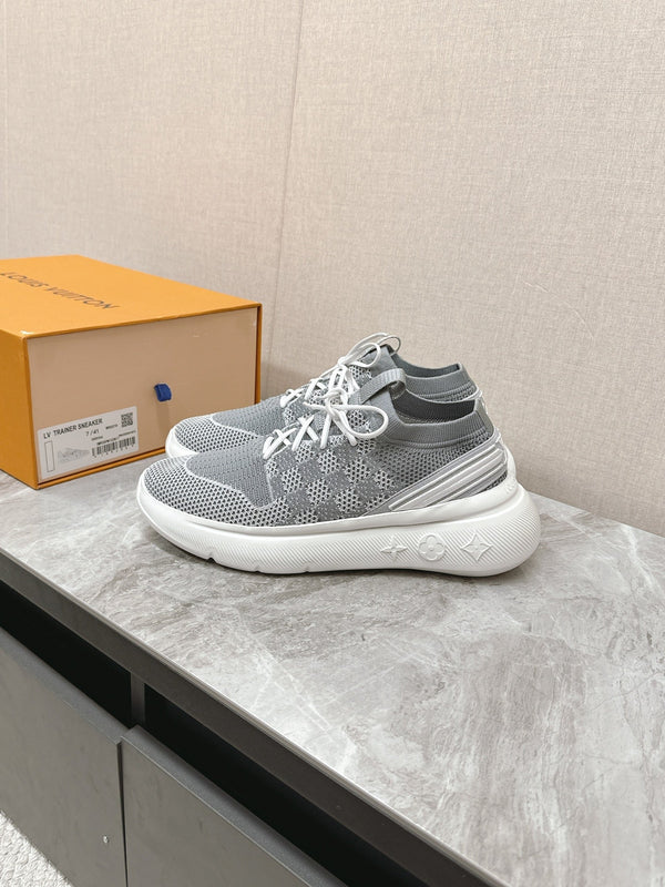 SNEAKERS IN TESSUTO ELASTICO DAMIER GRIGIO TORTORA
