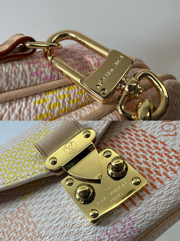 pochette metis east west 21.5 peach damier coasted canvas