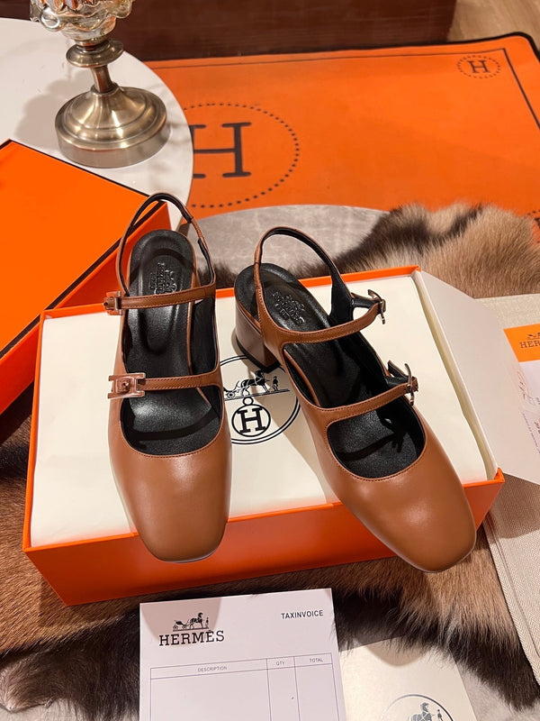 HM Jackie 50 Pump Tan Brown Calfskin 680234