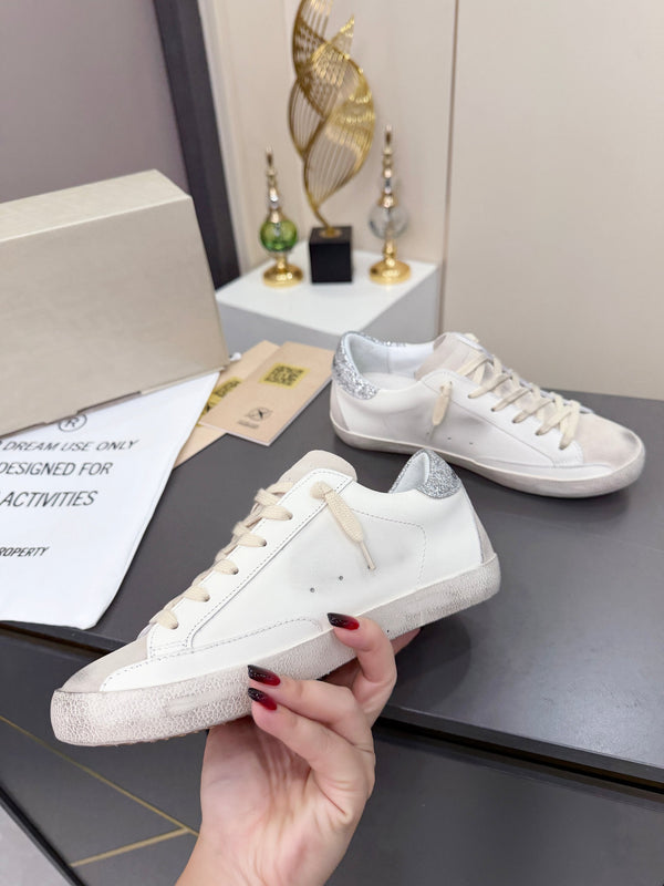 Golden Goose 26s Superstar Sneakers White Sliver Glitter Leather 735892