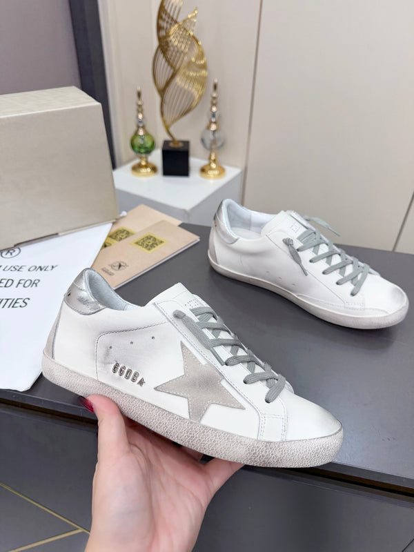 Golden Goose 26s Superstar Sneakers White Grey Suede Leather 735896