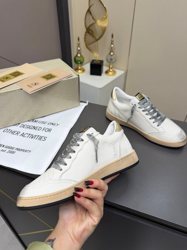 Golden Goose 26s Ball Star Sneakers Golden White Leather 735902