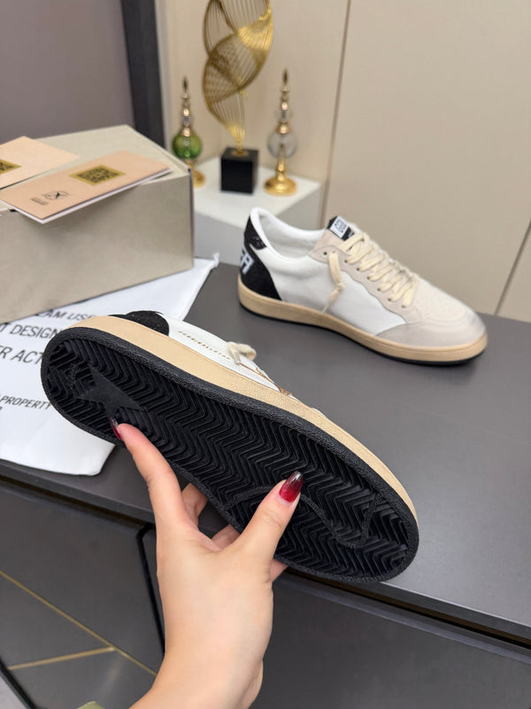 Golden Goose 26s Ball Star Sneakers White Black Glitter Leather 735904