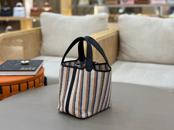 HM Picotin Lock 18 Bag Black Taurillon Clemence Leather Embroidery 269973