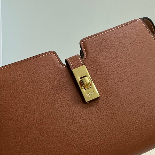 POCHETTE 16 TRACOLLA 18 IN PELLE DI VITELLO MORBIDA ARANCIONE BRONZO E FERRAMENTA ORO
