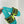 dway slide ricamato in cotone blu lime