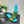 dway slide ricamato in cotone blu lime