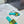dway slide ricamato in cotone blu lime