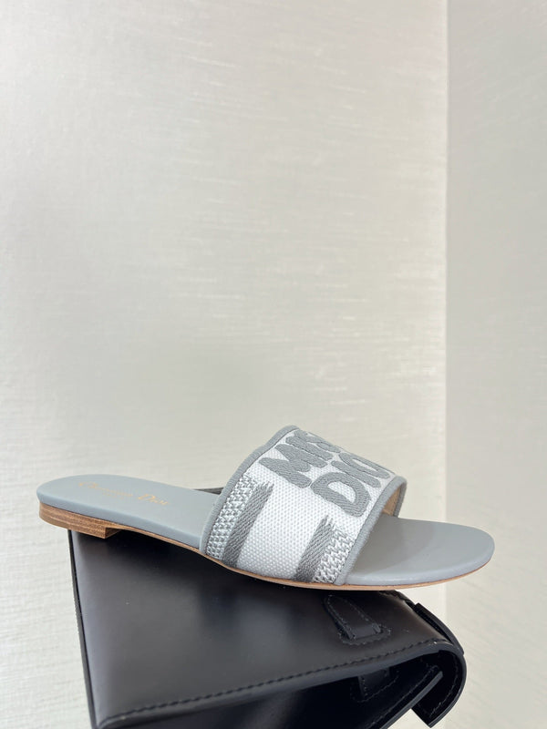 dway slide ricamato in cotone grigio