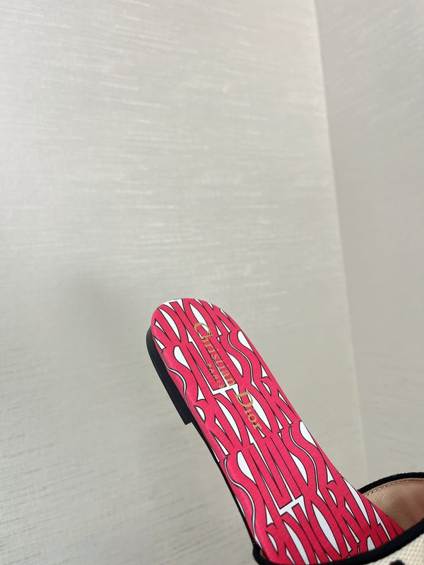 dway slide cotone ricamato rosso miss cd motivo alllover