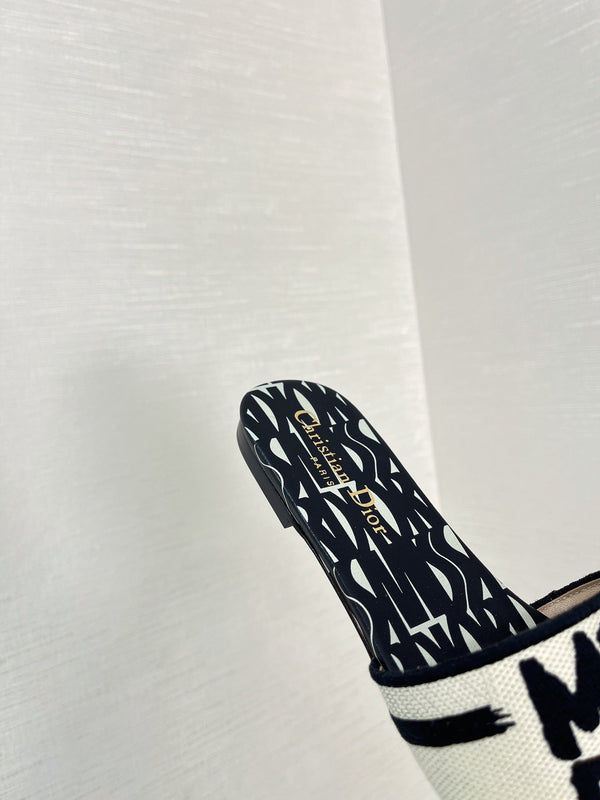 dway slide embroidered cotton black miss cd alllover motif