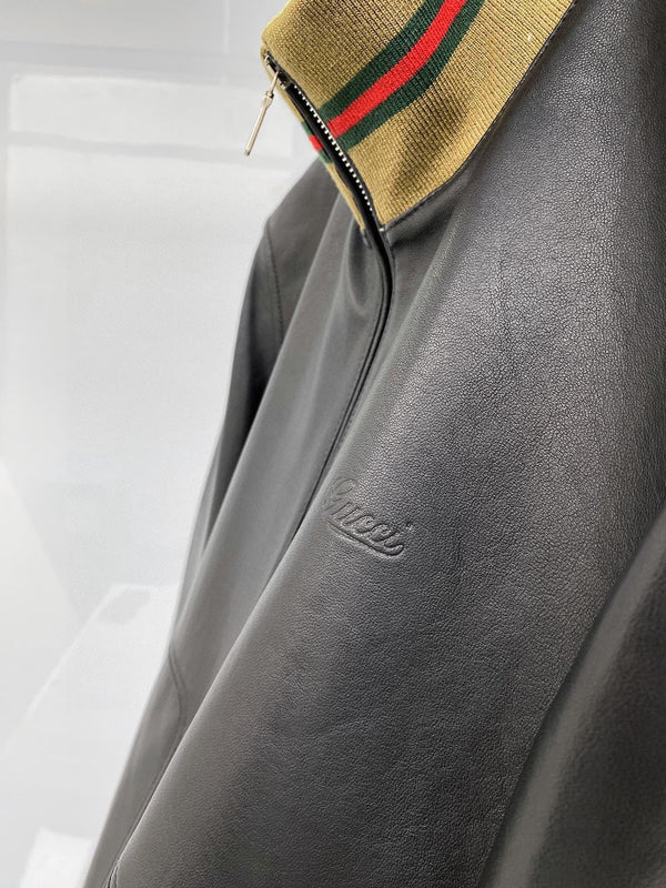 Gucci Jacket Black Lambskin 298820