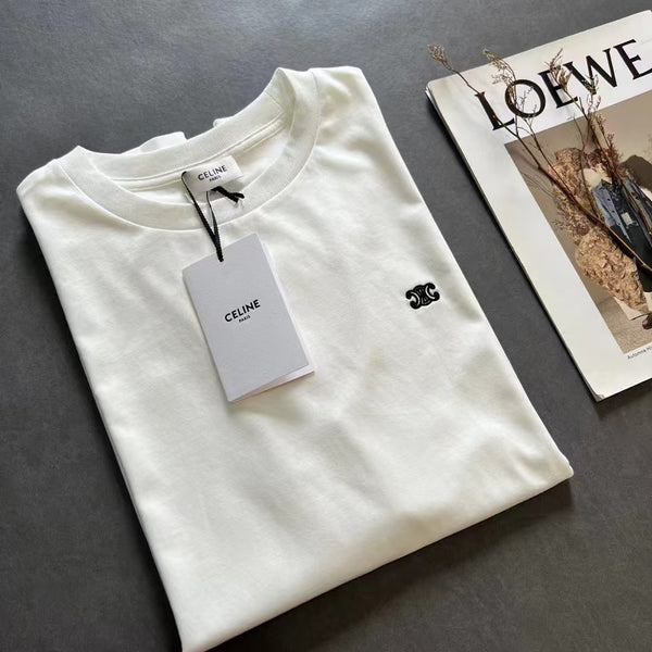 T-shirt ample Celine Triomphe coton noir blanc 350444